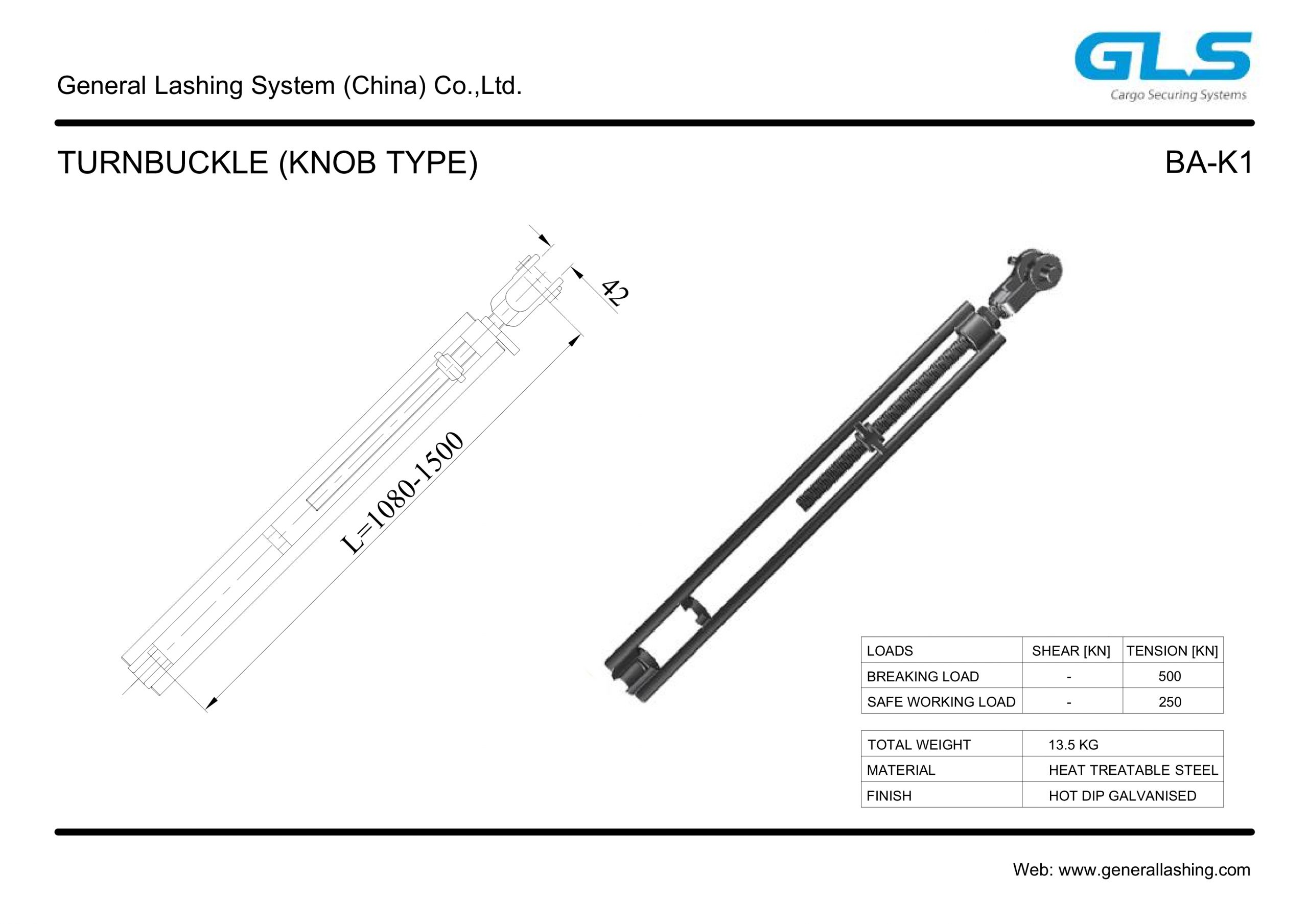 BAK1 Turnbuckle Knob / Jaw for lashing bar knob type