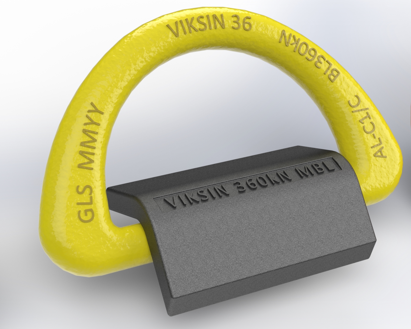 Viksin / GLS D-ring SWL-18t MBL=36t Powder Coated Yellow SET (Ring