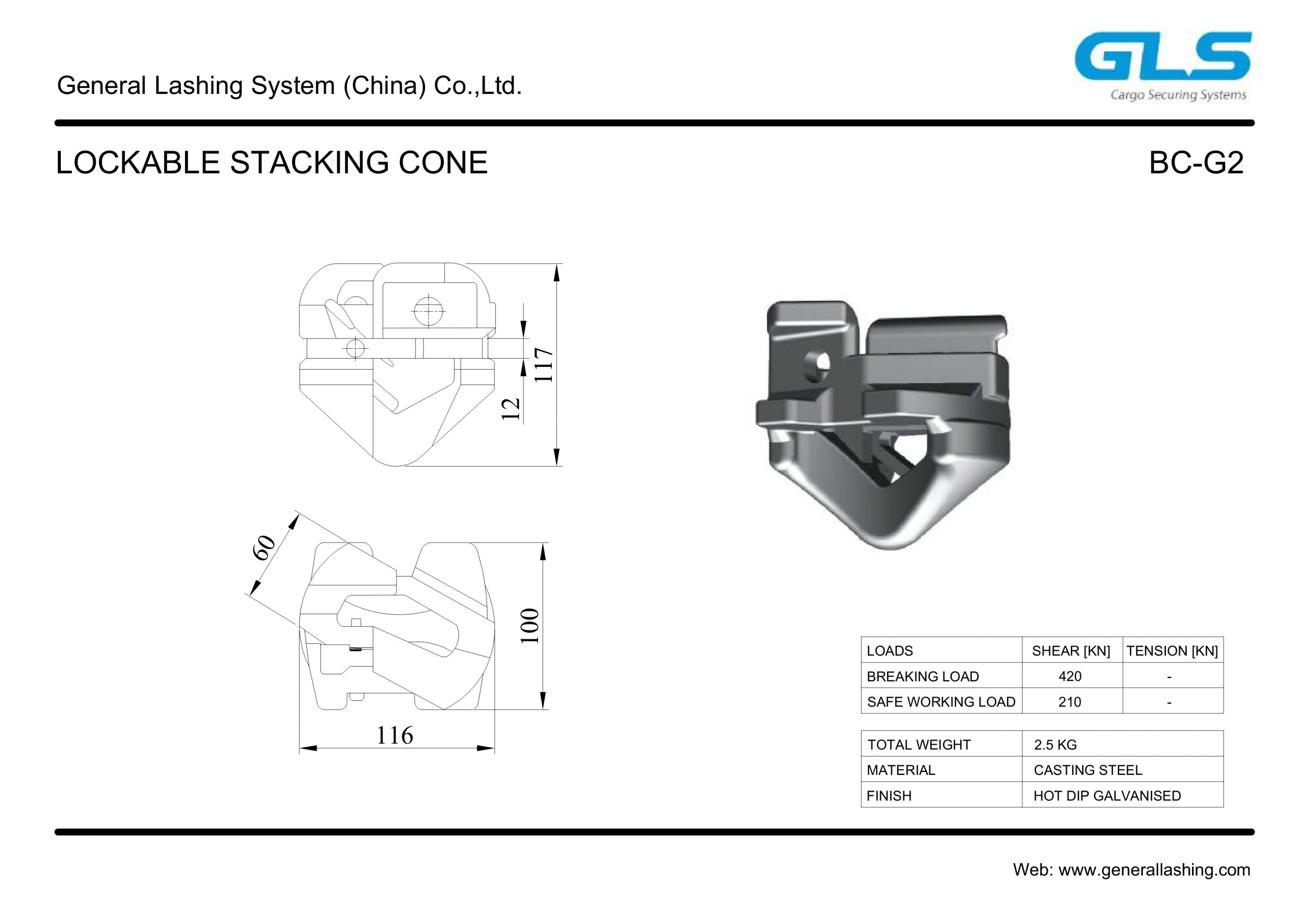 Sclashing Shanghai Co., Ltd. Lockable Stacking Cone with pressure AdapterS-10/Lc