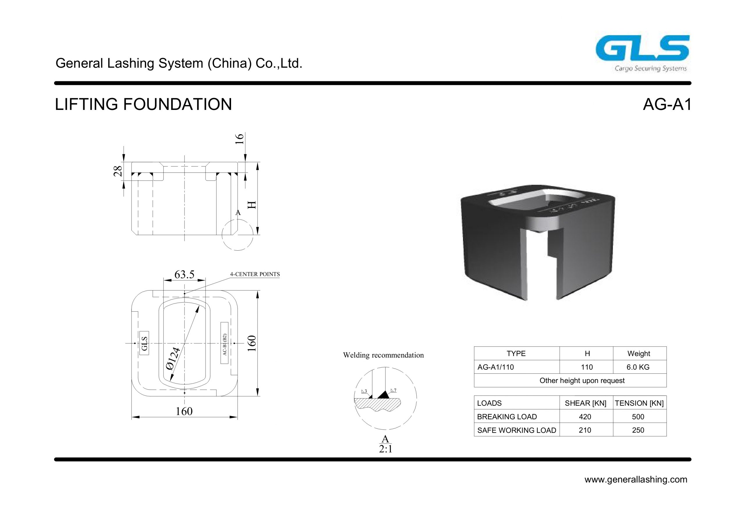 General Lashing System (China) Co., Ltd. Lifting Foundation AG-A1/G